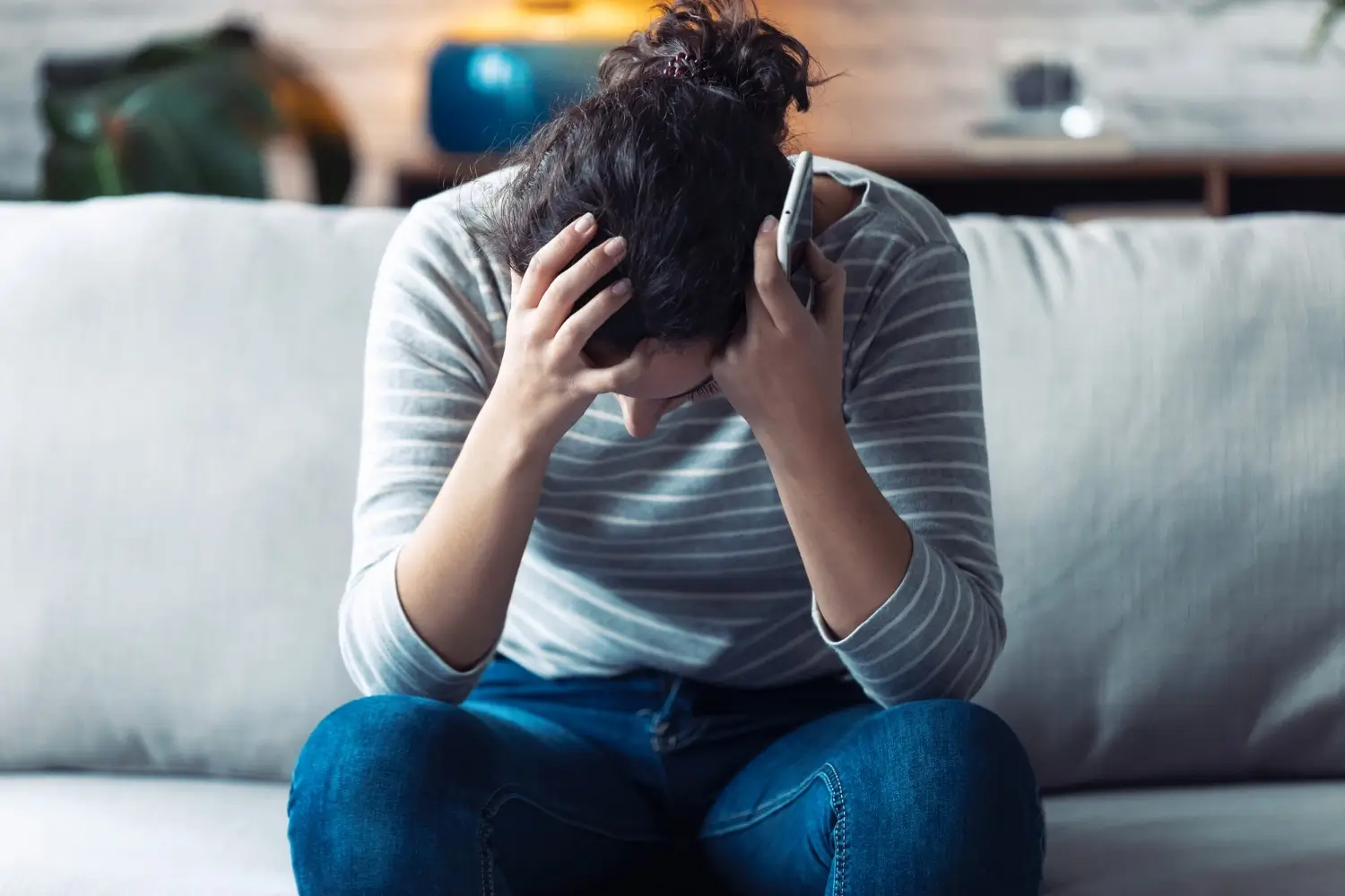 Adult woman with depression symptoms receiving support Chicago Illinois